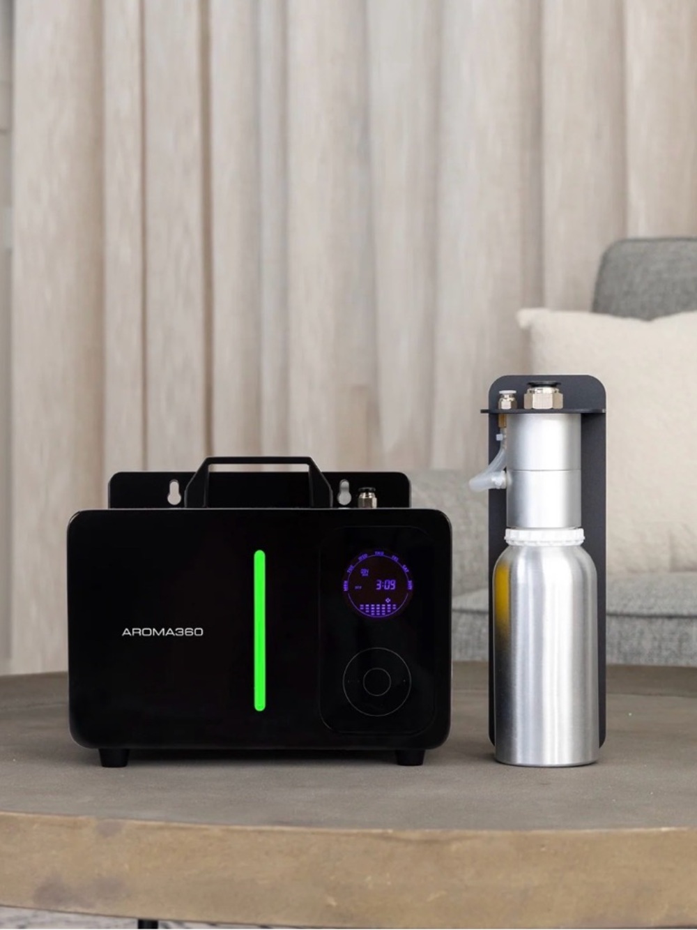 Portable Black Ultrasonic Diffuser with Silver Refillable Bottle